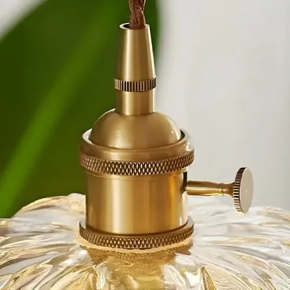 Vintage Clear Glass Floral Pendant Lamp for Living Room Image - 6