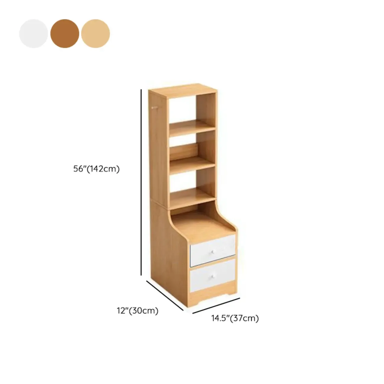 Scandinavian White Wooden Nightstand with Shelves and Drawers Image - 19