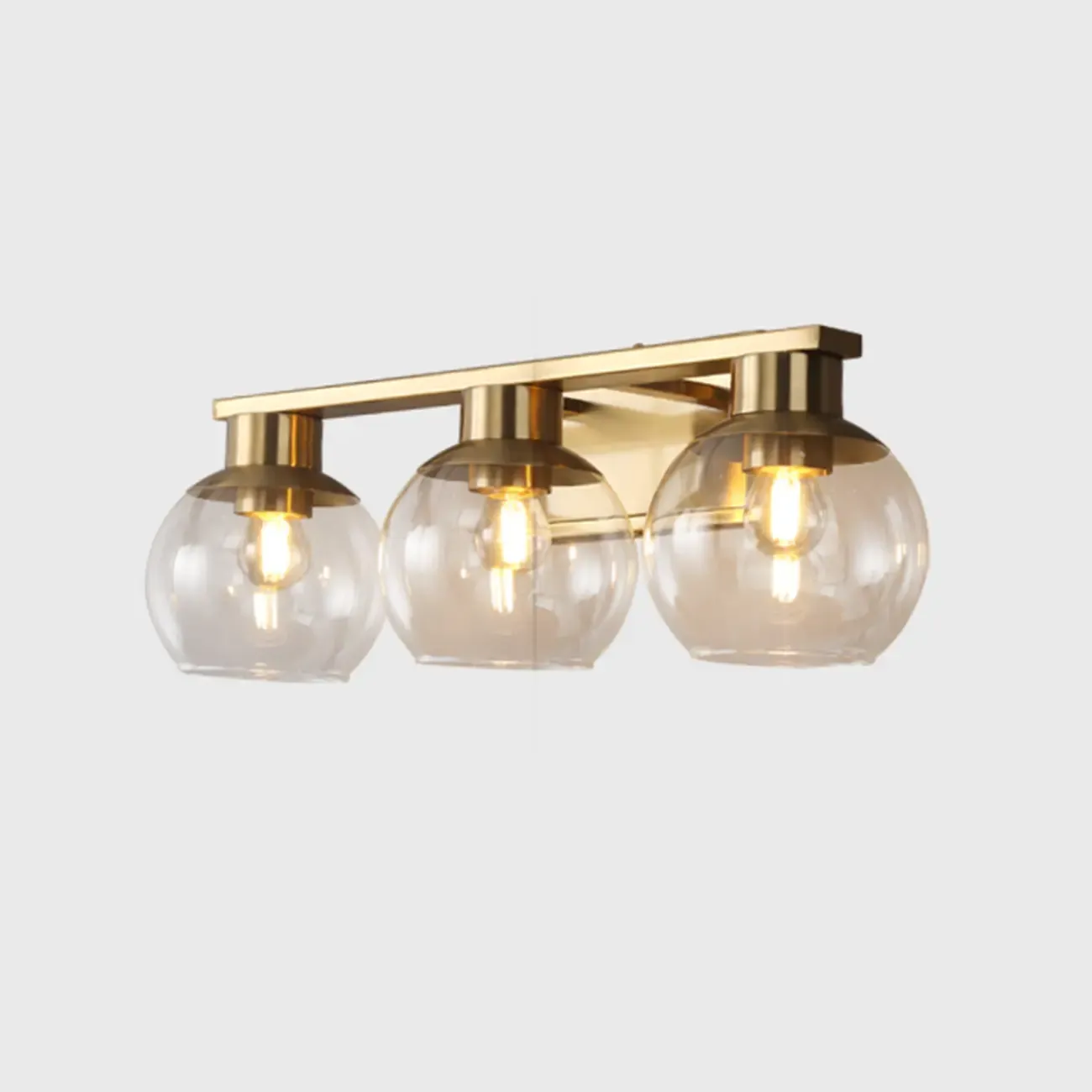 Classic Brass Vanity Lights with Transparent Ball Shade Image - 3