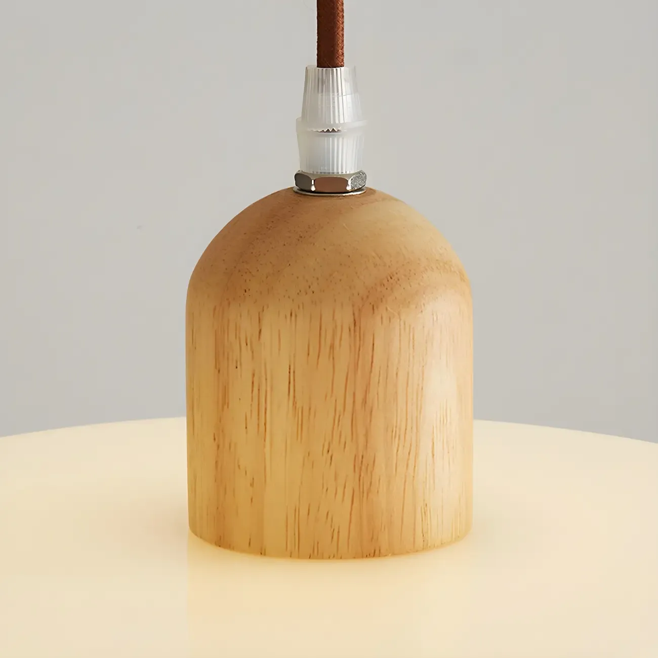 Elegant Cream Glass Round LED Pendant Lamp for Bedside Image - 10