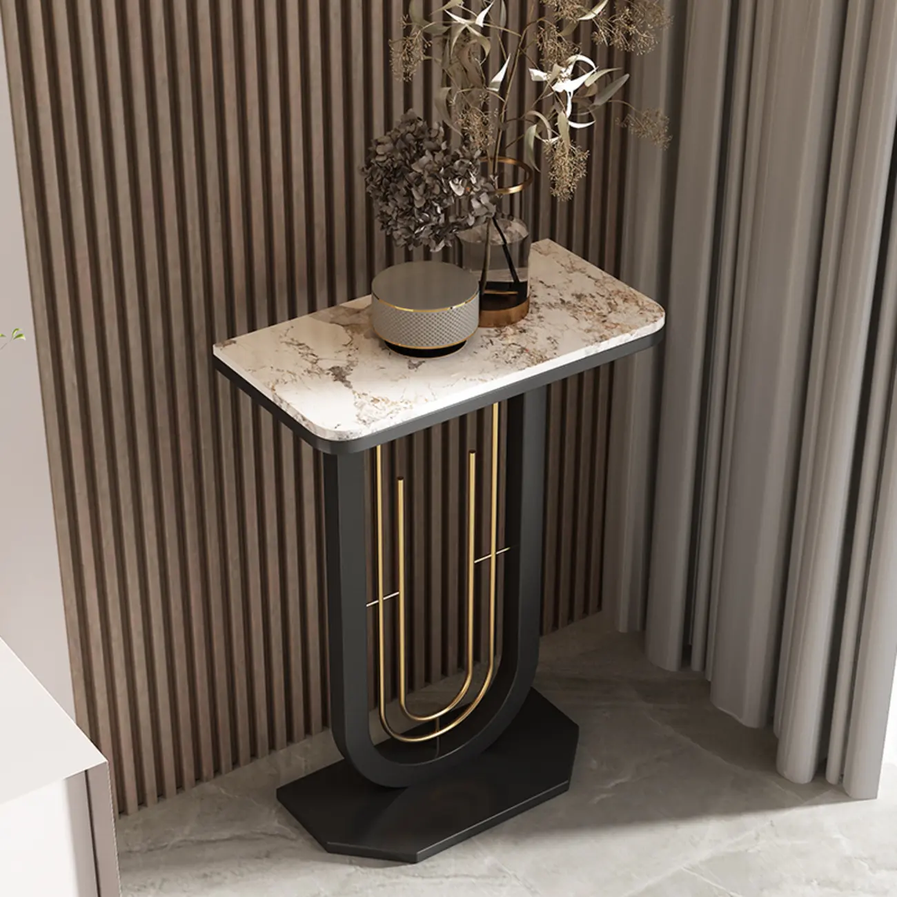 Modern Half-circle Console Table with U-Shaped Base Image - 3 | homeyfad