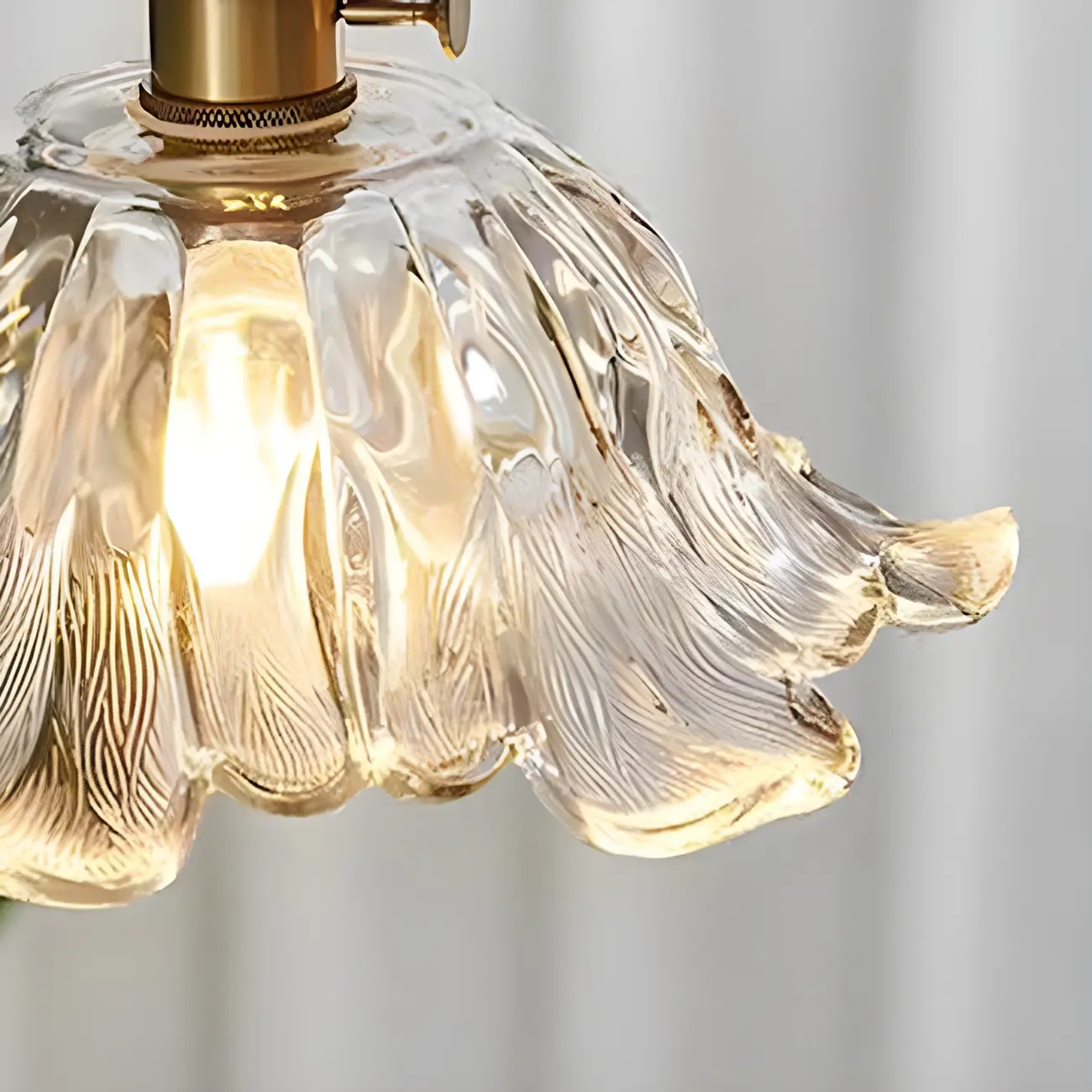 Vintage Clear Glass Floral Pendant Lamp for Living Room Image - 7 | homeyfad