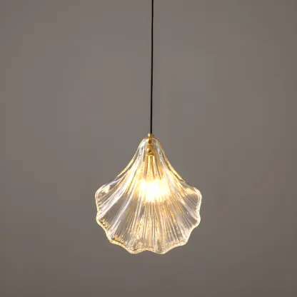Artistic Ginkgo Clear Glass LED Pendant Light for Living Room Image - 3