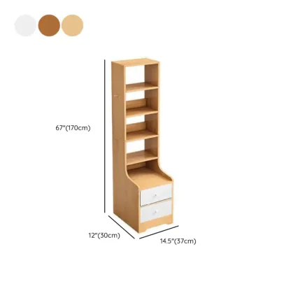 Scandinavian White Wooden Nightstand with Shelves and Drawers Image - 20