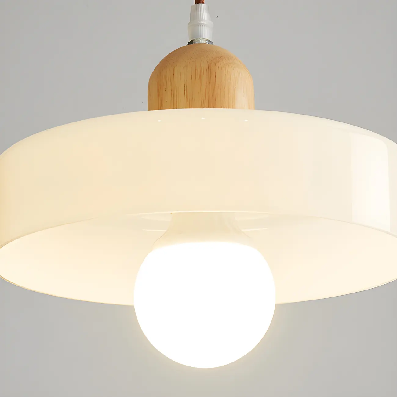 Elegant Cream Glass Round LED Pendant Lamp for Bedside Image - 11 | homeyfad