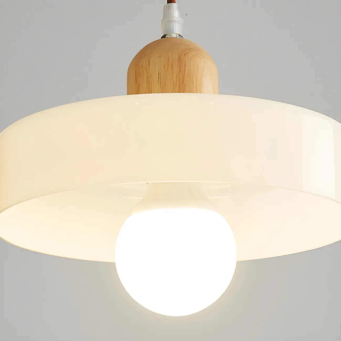 Elegant Cream Glass Round LED Pendant Lamp for Bedside Image - 11