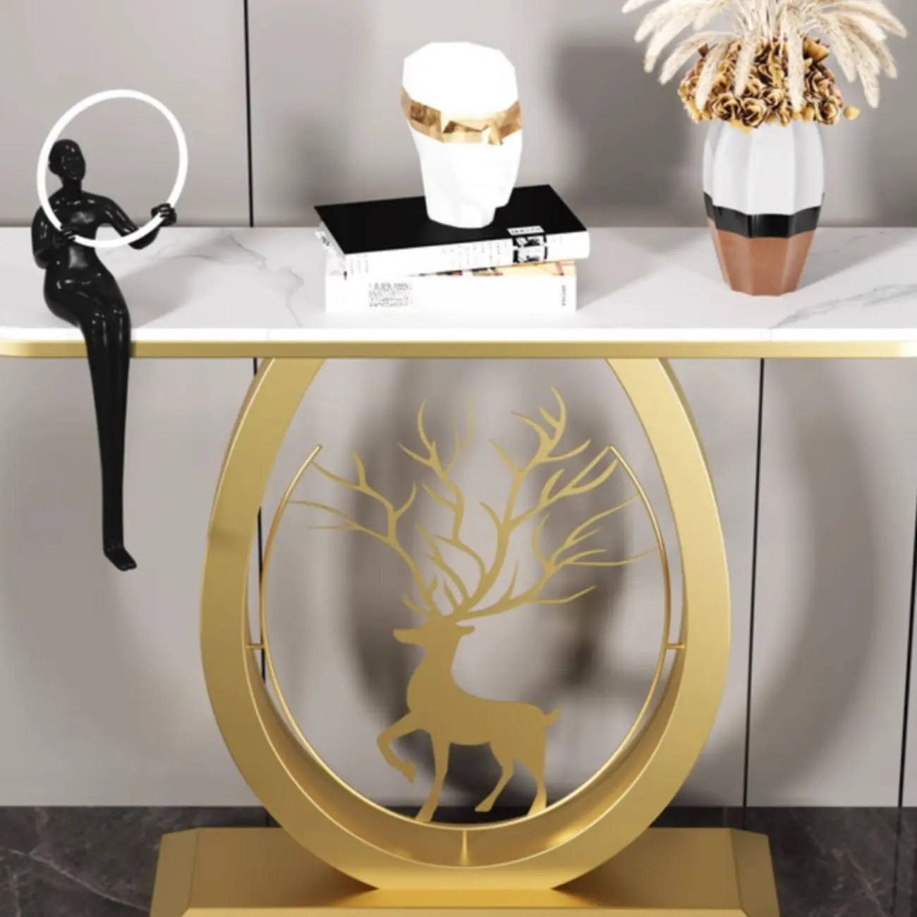 Modern Half-circle Console Table with U-Shaped Base Image - 4 | homeyfad
