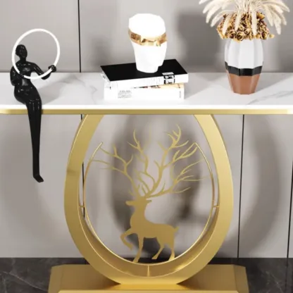 Modern Half-circle Console Table with U-Shaped Base Image - 4