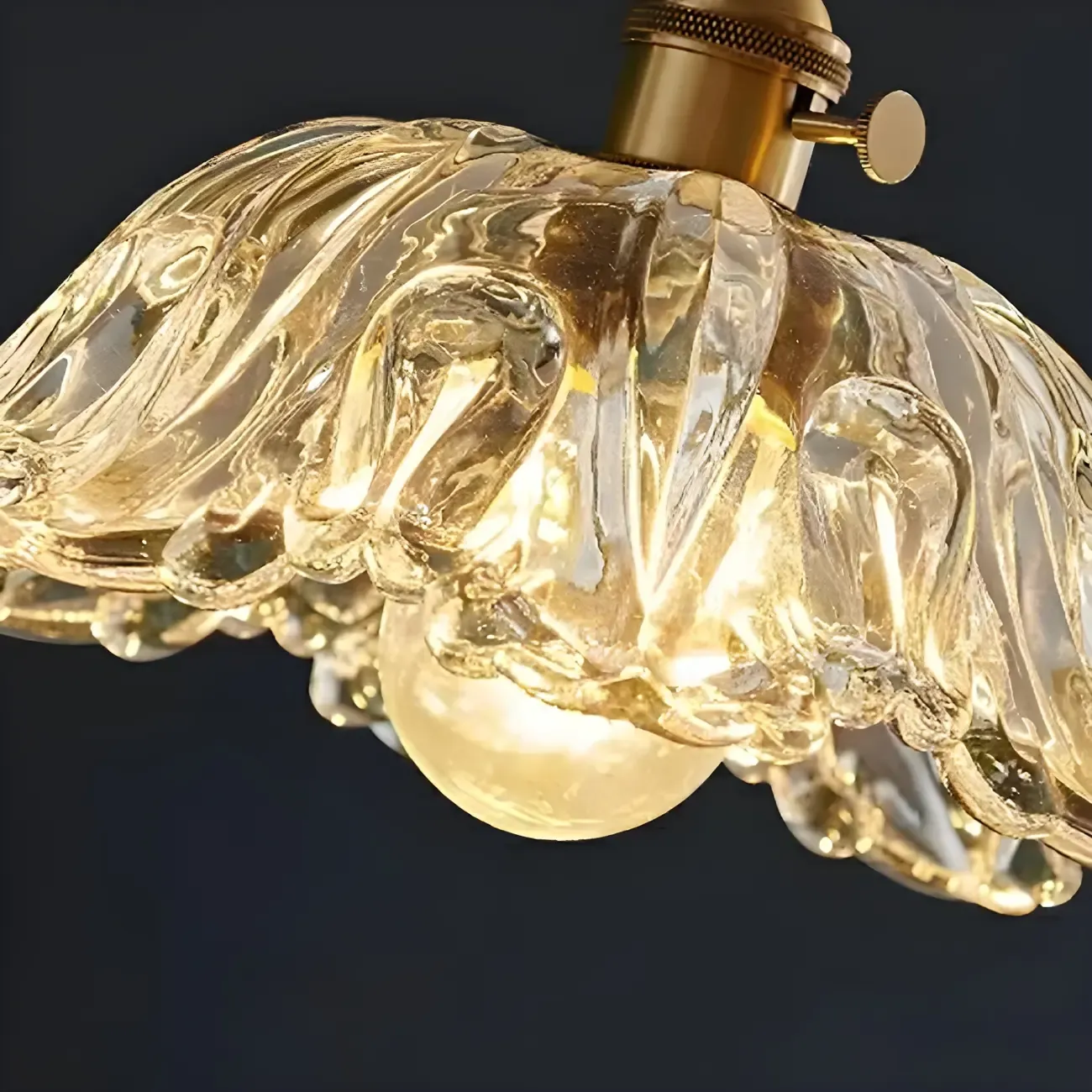 Vintage Clear Glass Floral Pendant Lamp for Living Room Image - 8