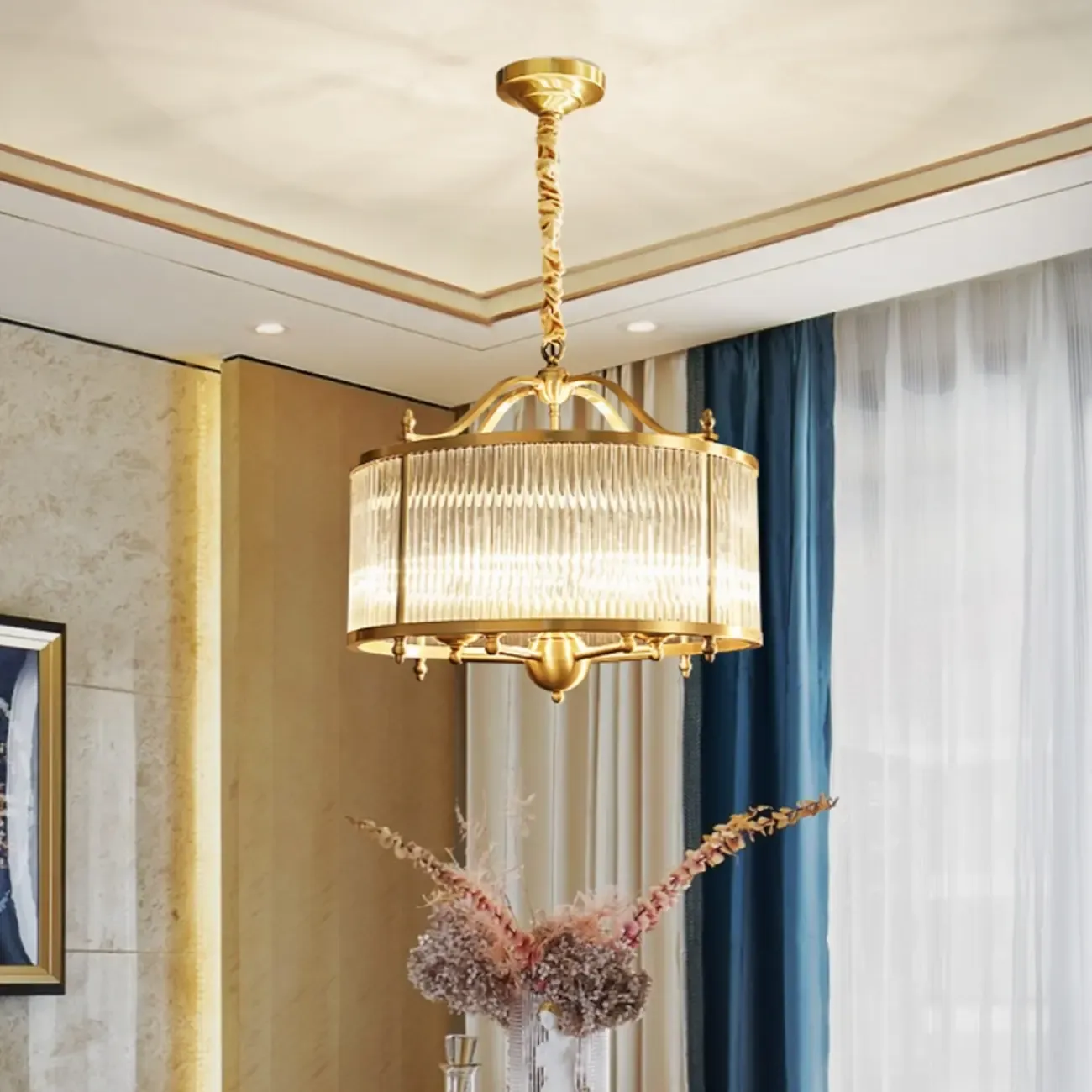 Modern 3-Light Crystal Round Chandelier with Flexible Height Image - 4