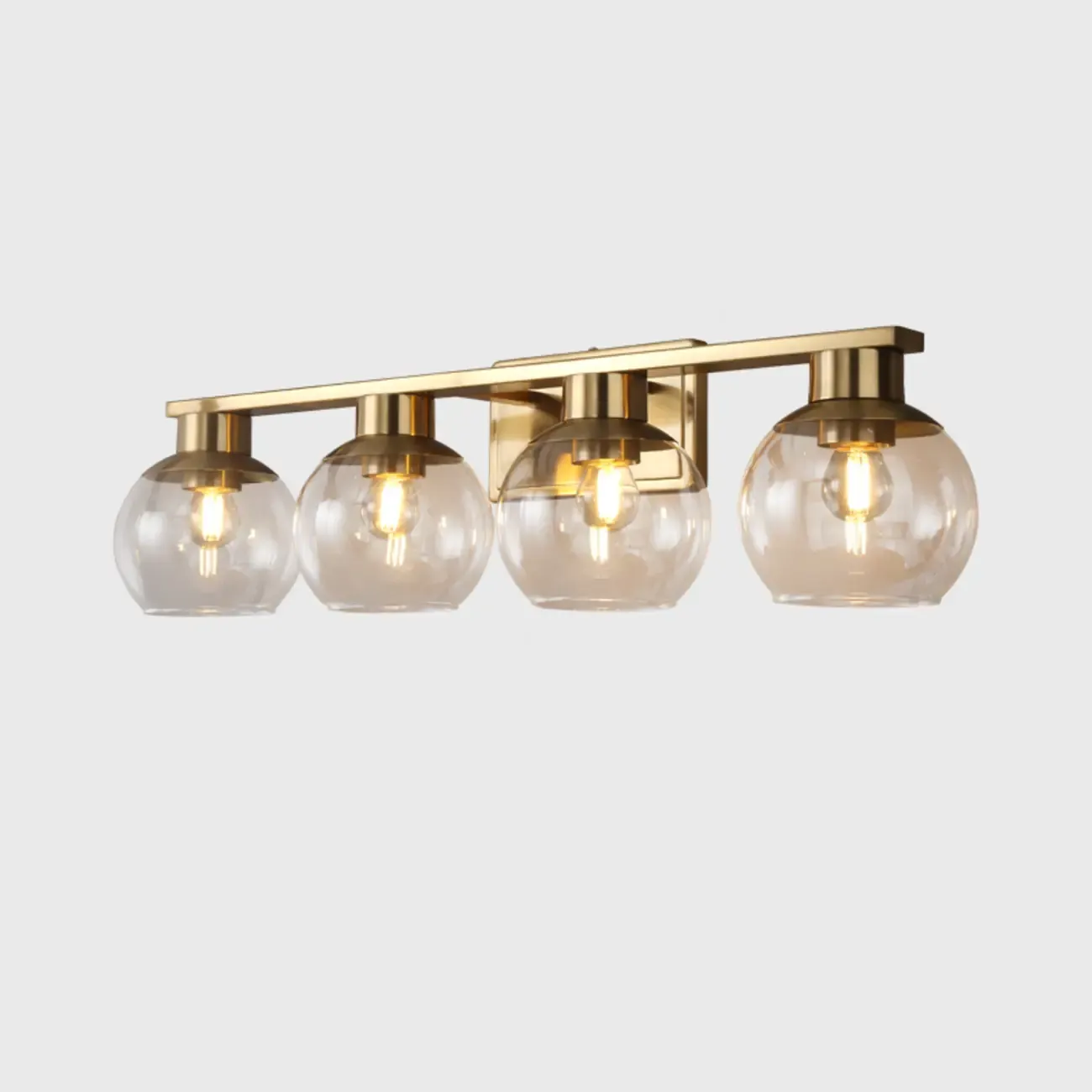 Classic Brass Vanity Lights with Transparent Ball Shade Image - 5