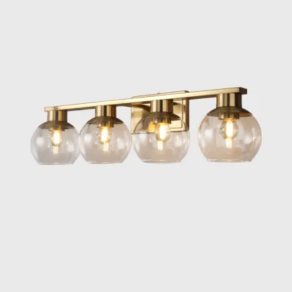 Classic Brass Vanity Lights with Transparent Ball Shade Image - 5