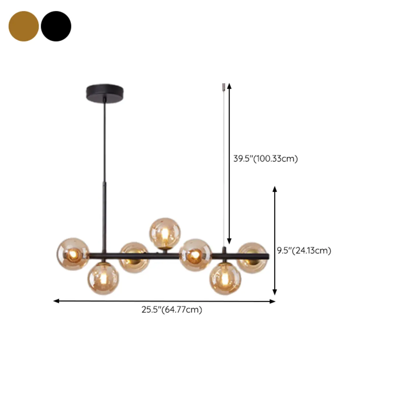 9 Lights Bi-pin Glass Globe Island Light with Direct Wired Electric #size | homeyfad