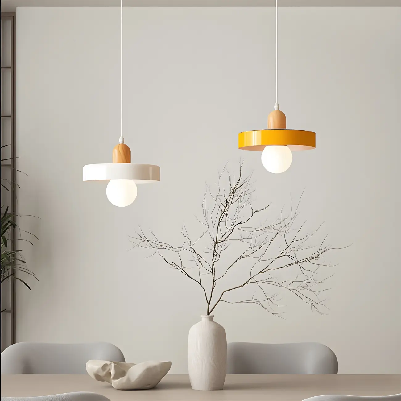 Elegant Cream Glass Round LED Pendant Lamp for Bedside Image - 13 | homeyfad