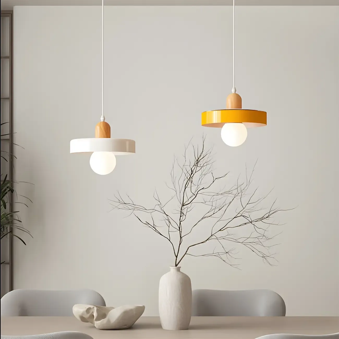 Elegant Cream Glass Round LED Pendant Lamp for Bedside Image - 13