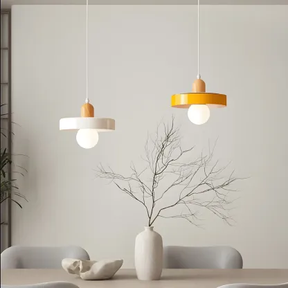 Elegant Cream Glass Round LED Pendant Lamp for Bedside Image - 13