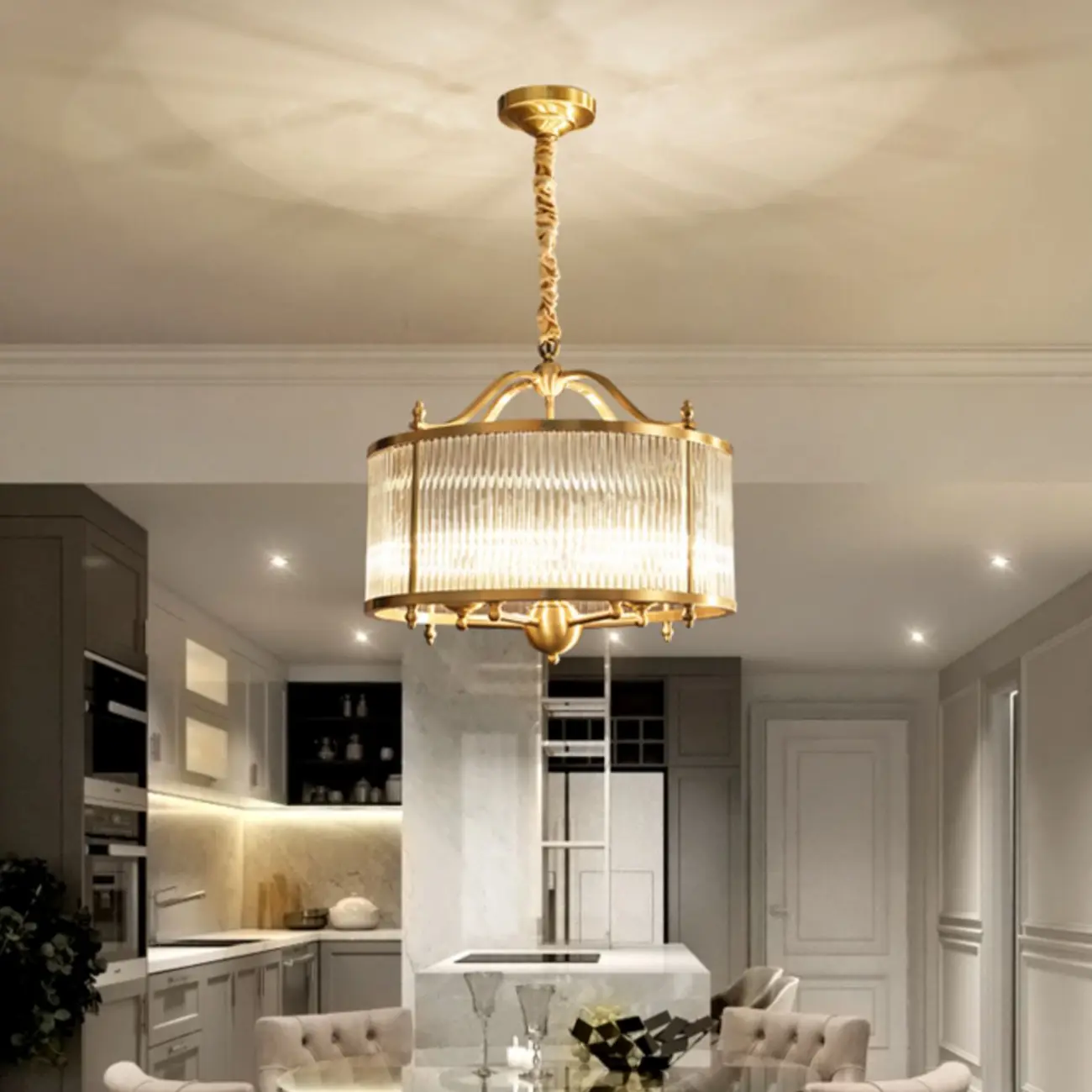 Modern 3-Light Crystal Round Chandelier with Flexible Height Image - 6 | homeyfad