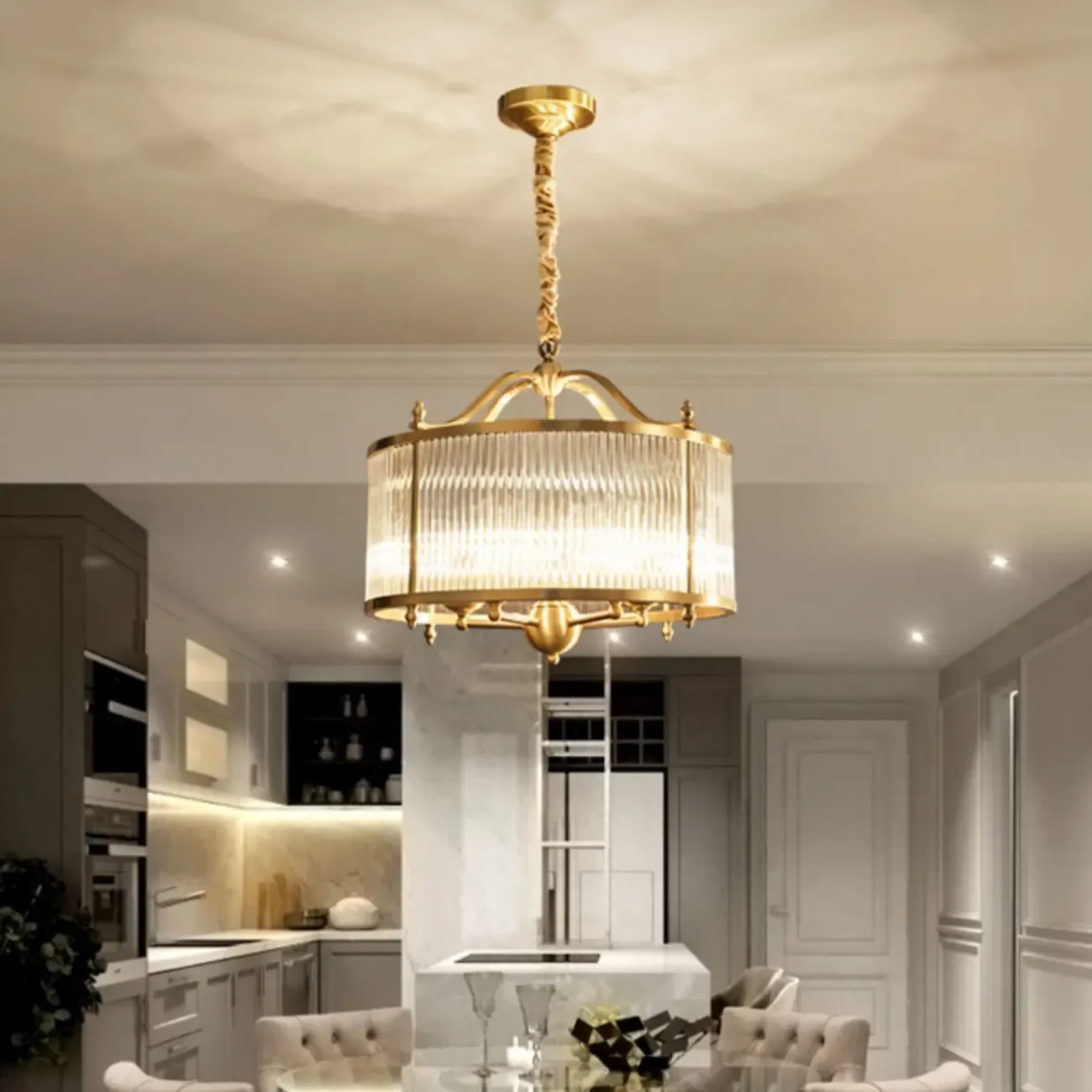 Modern 3-Light Crystal Round Chandelier with Flexible Height Image - 6