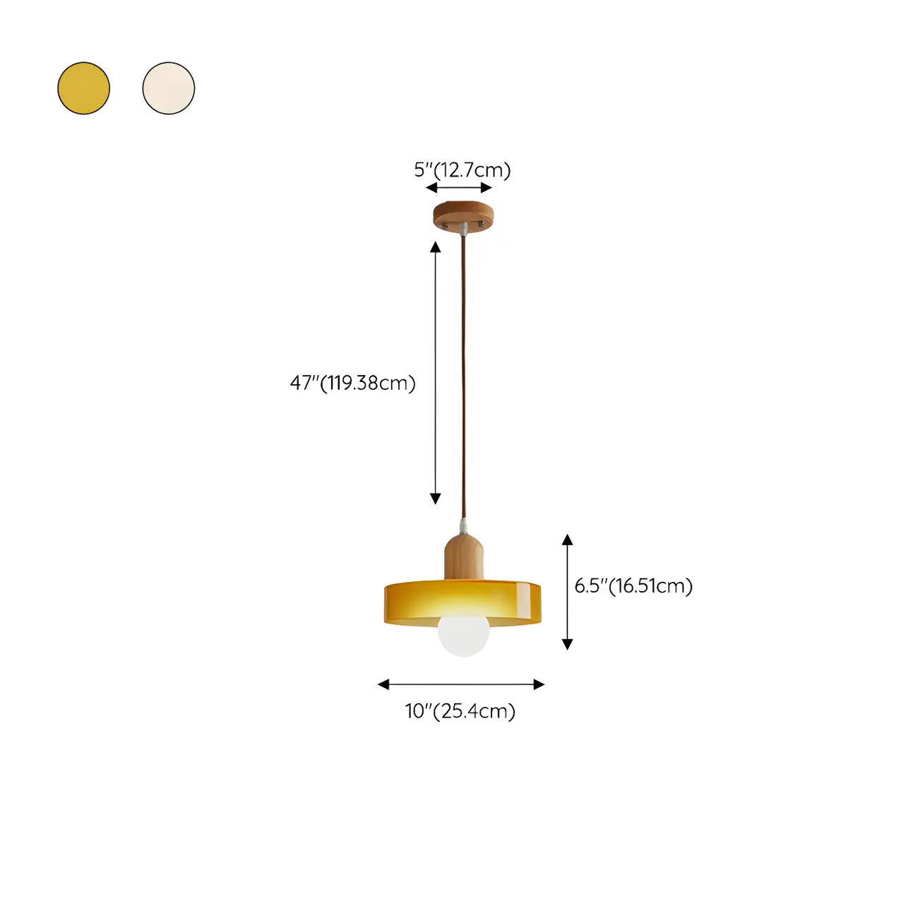 Elegant Cream Glass Round LED Pendant Lamp for Bedside #size