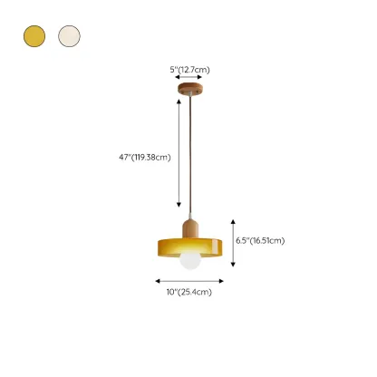 Elegant Cream Glass Round LED Pendant Lamp for Bedside #size