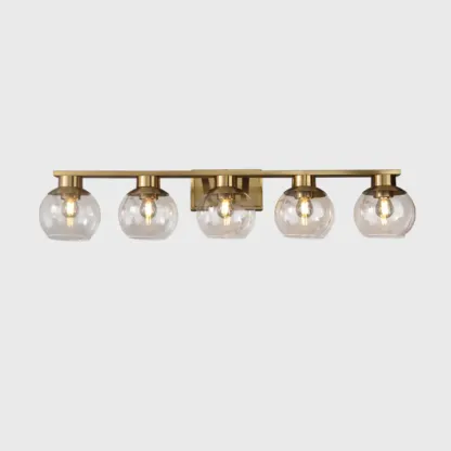 Classic Brass Vanity Lights with Transparent Ball Shade Image - 7