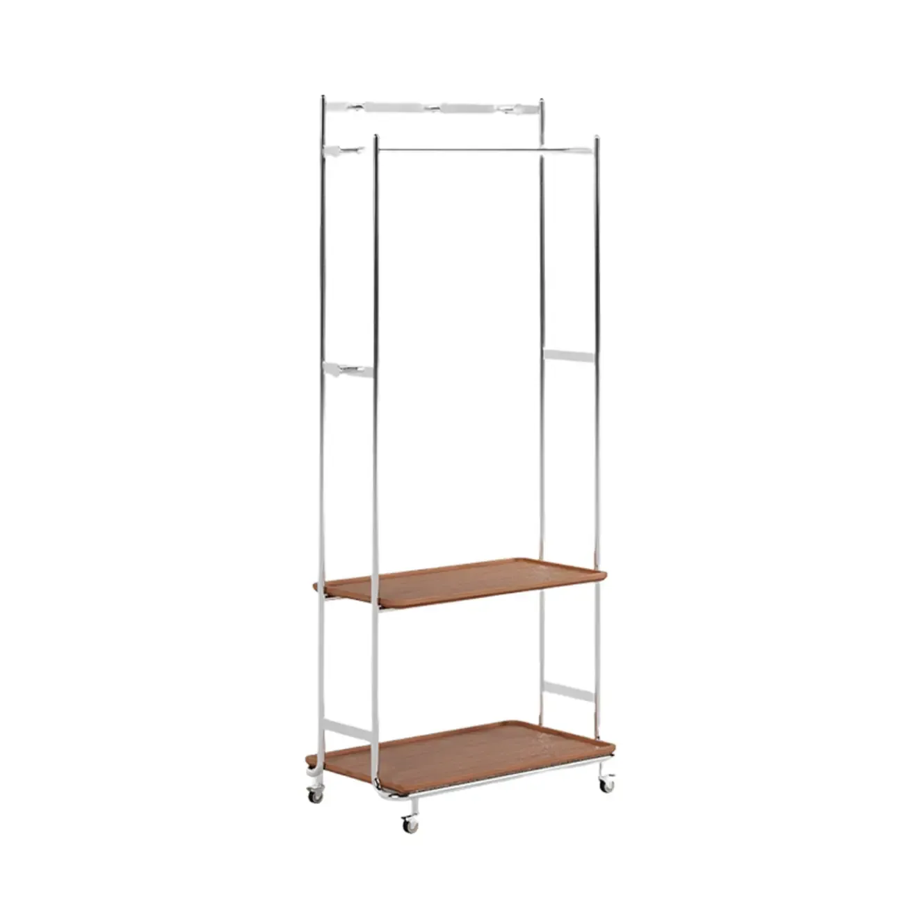 Modern Steel Hall Tree with Shelves and Wheels Image - 7