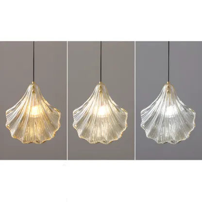 Artistic Ginkgo Clear Glass LED Pendant Light for Living Room Image - 7