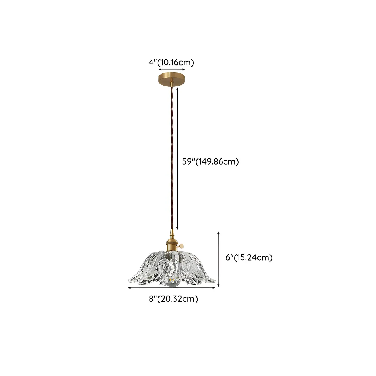 Vintage Clear Glass Floral Pendant Lamp for Living Room #size | homeyfad