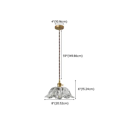 Vintage Clear Glass Floral Pendant Lamp for Living Room #size