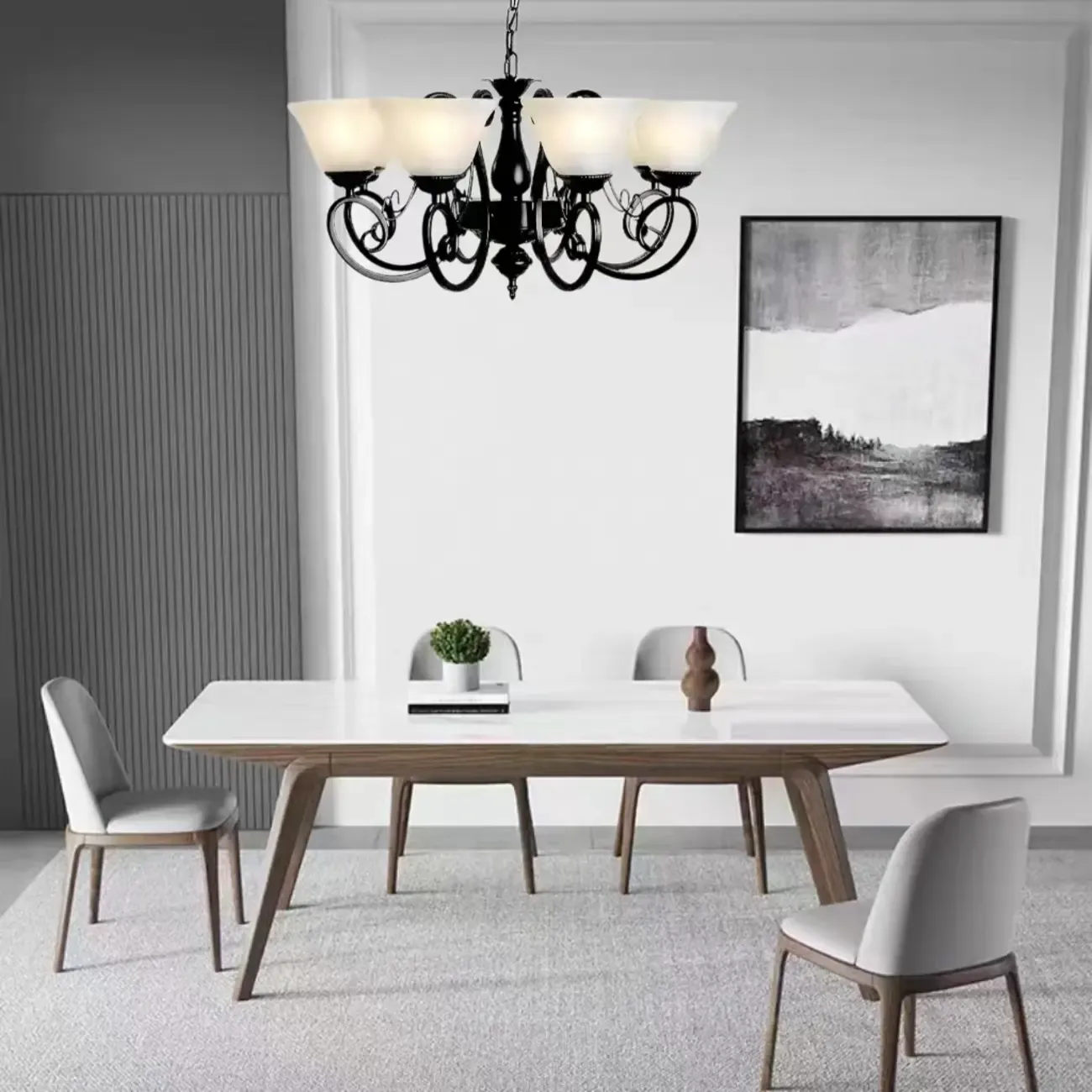 Vintage Metal Pendant Chandelier Fixture for Dining Room Image - 6