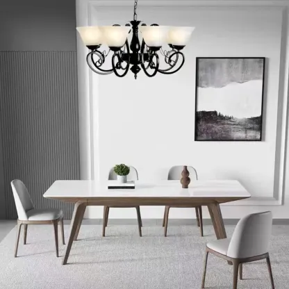 Vintage Metal Pendant Chandelier Fixture for Dining Room Image - 6