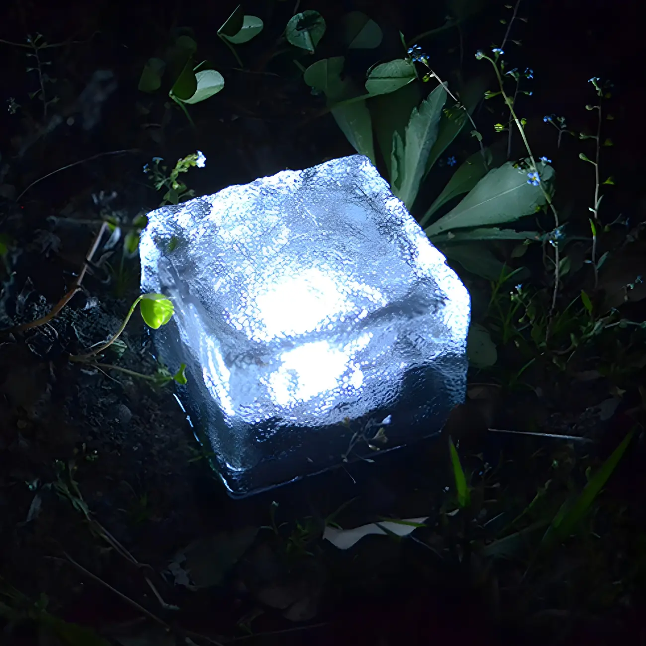 Modern Ice Block Textured Clear Glass LED Ground Light for Outdoor Garden Image - 1 | homeyfad