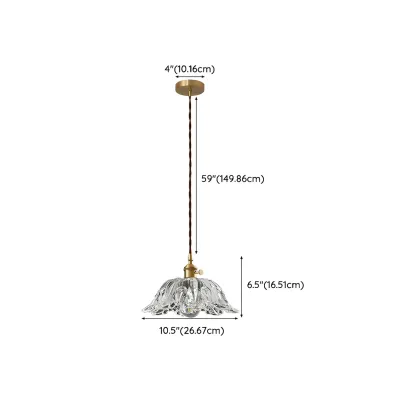 Vintage Clear Glass Floral Pendant Lamp for Living Room Image - 12