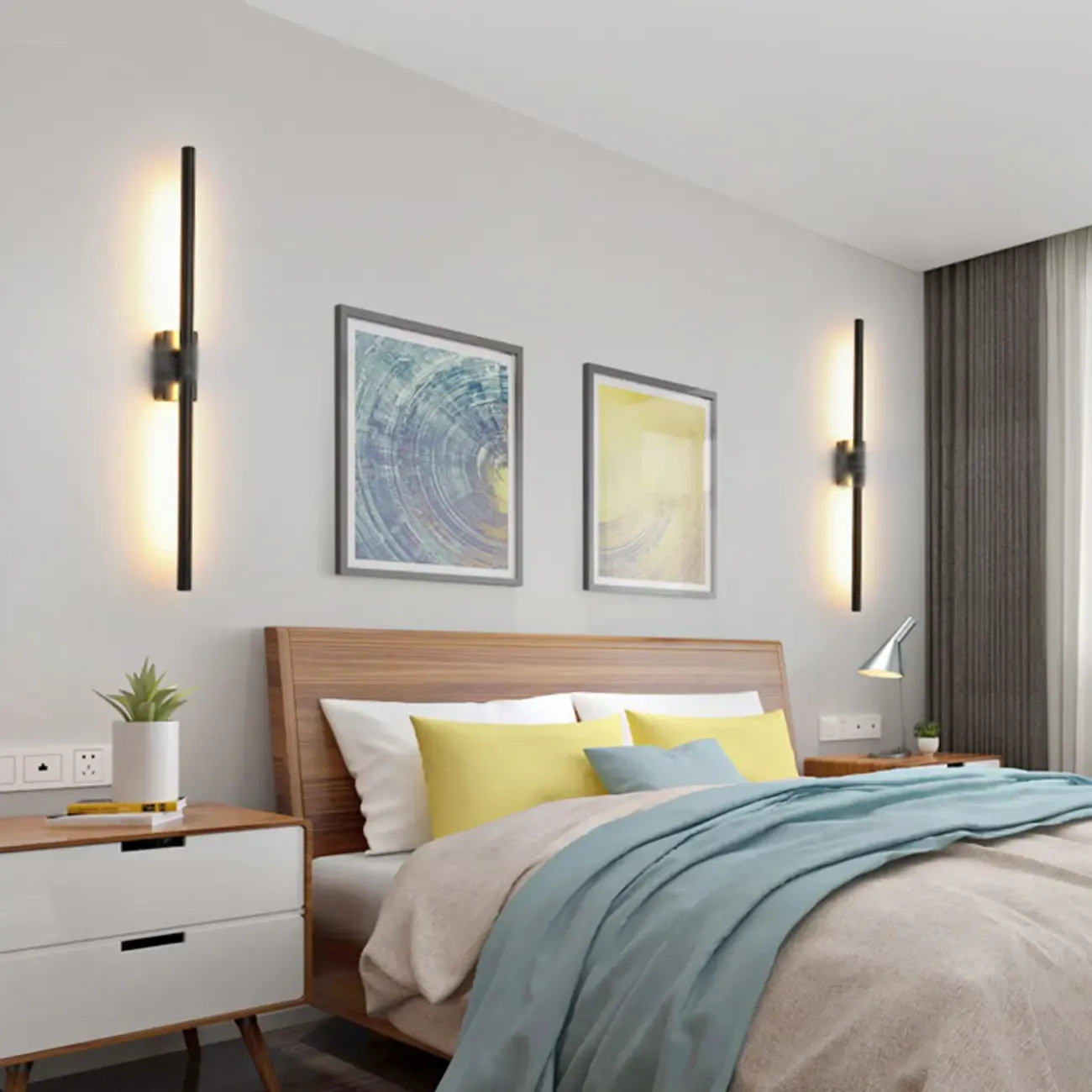 Simple Linear cylindrical Gold Vanity Lights for Bathroom Image - 3