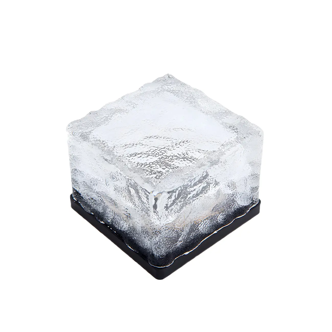 Modern Ice Block Textured Clear Glass LED Ground Light for Outdoor Garden Image - 2 | homeyfad