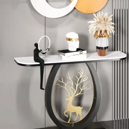 Modern Half-circle Console Table with U-Shaped Base Image - 8
