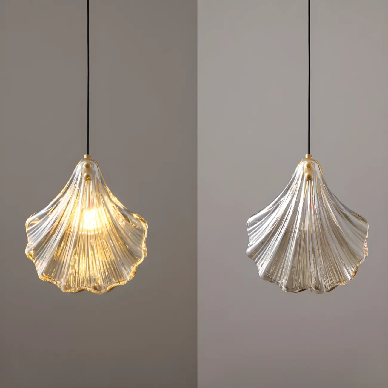 Artistic Ginkgo Clear Glass LED Pendant Light for Living Room Image - 8