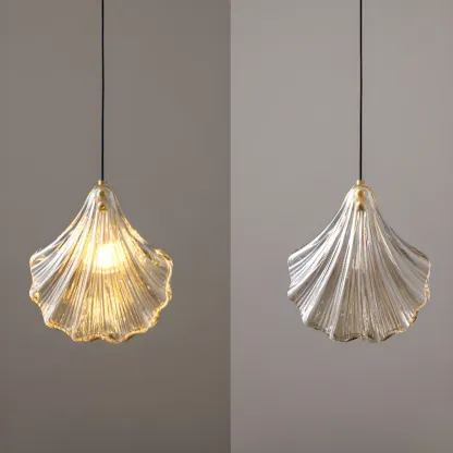 Artistic Ginkgo Clear Glass LED Pendant Light for Living Room Image - 8