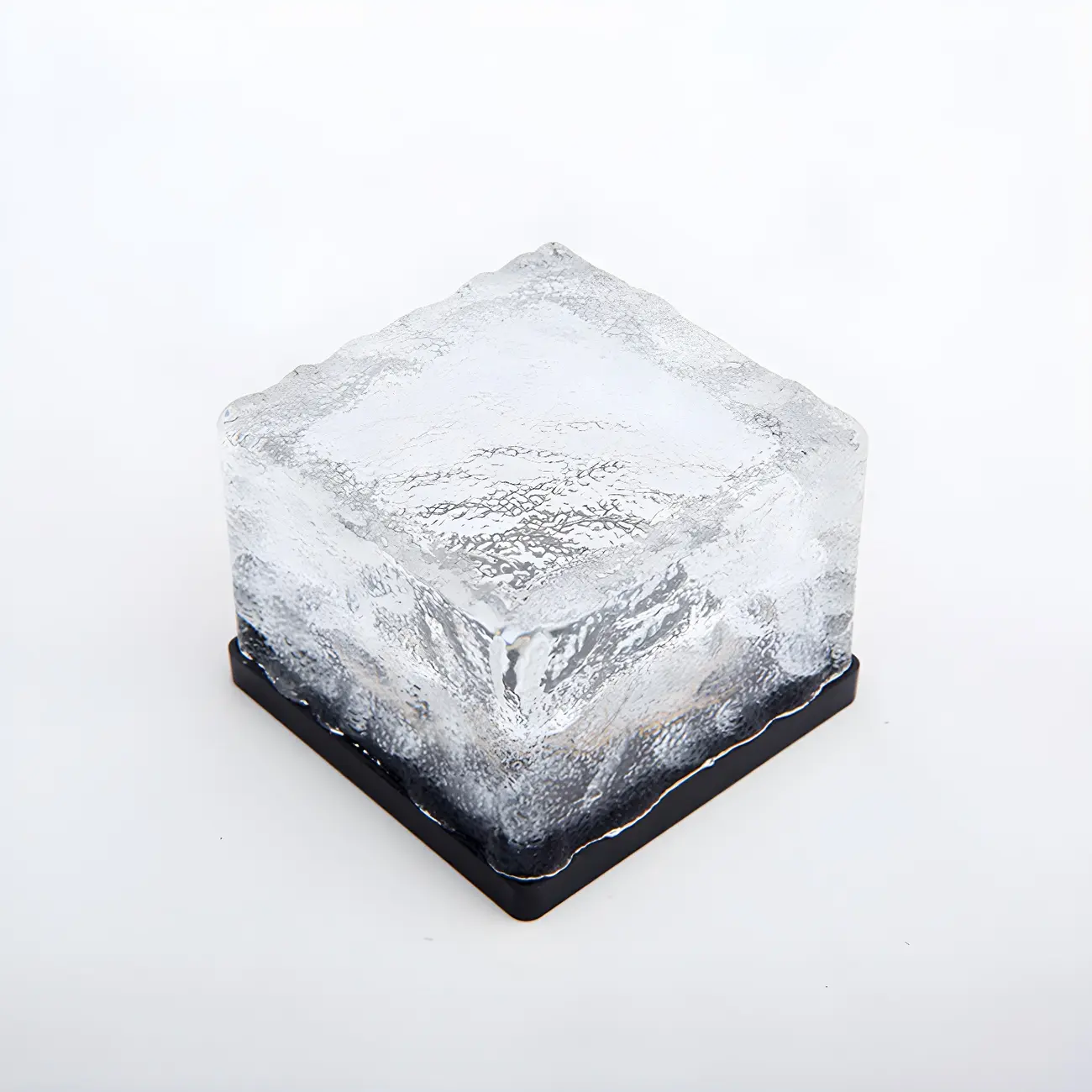 Modern Ice Block Textured Clear Glass LED Ground Light for Outdoor Garden Image - 3 | homeyfad