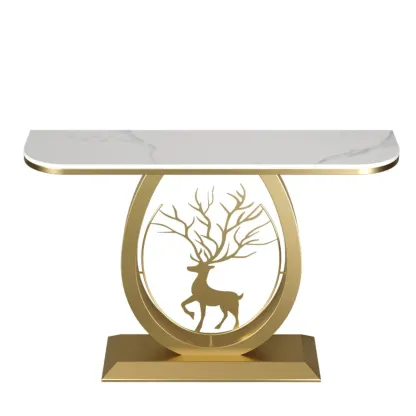 Modern Half-circle Console Table with U-Shaped Base Image - 9