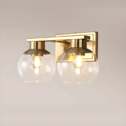 Classic Brass Vanity Lights with Transparent Ball Shade Image - 9