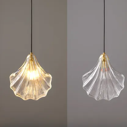 Artistic Ginkgo Clear Glass LED Pendant Light for Living Room Image - 9