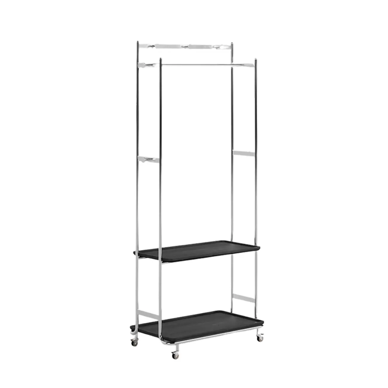 Modern Steel Hall Tree with Shelves and Wheels Image - 10 | homeyfad