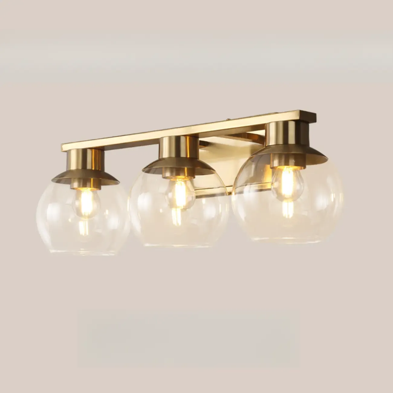 Classic Brass Vanity Lights with Transparent Ball Shade Image - 10