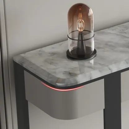 Glam Spar Top Console Table with Gold Metal Pedestal Base Image - 10