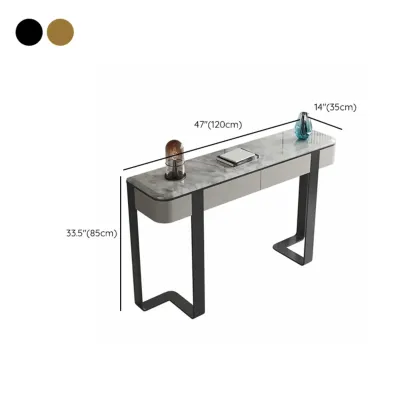 Glam Spar Top Console Table with Gold Metal Pedestal Base #size