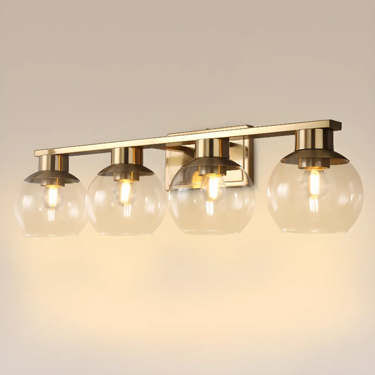 Classic Brass Vanity Lights with Transparent Ball Shade Image - 11