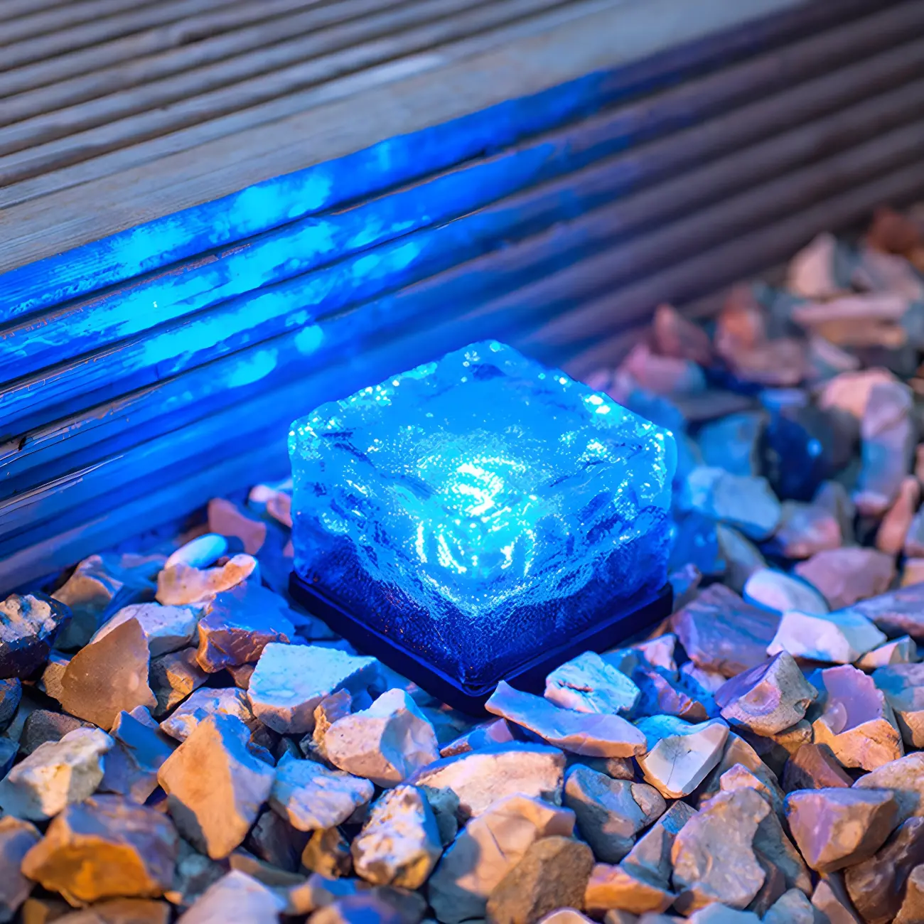 Modern Ice Block Textured Clear Glass LED Ground Light for Outdoor Garden Image - 5 | homeyfad