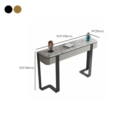Glam Spar Top Console Table with Gold Metal Pedestal Base Image - 12