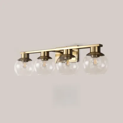 Classic Brass Vanity Lights with Transparent Ball Shade Image - 12